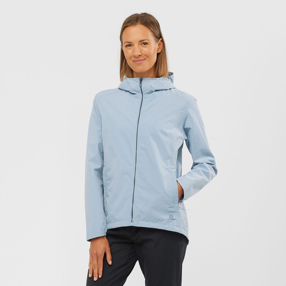 Salomon Israel ESSENTIAL WATERPROOF 2L - Womens Jackets - Ashley Blue (ARLE-79562)